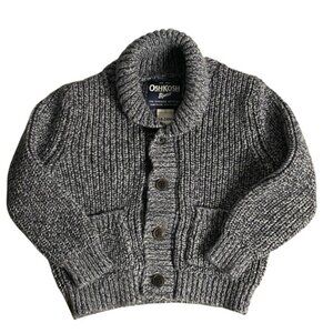 Oshkosh B’Gosh Baby Grey Ribbed Button-Down Cardigan Sweater